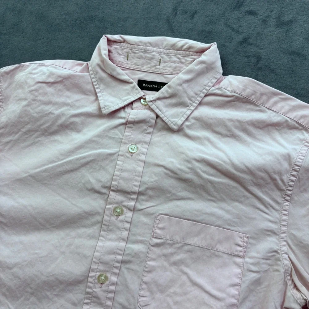 Banana Republic Mens Small Pink Standard Fit Long Sleeve Button Down Shirt
